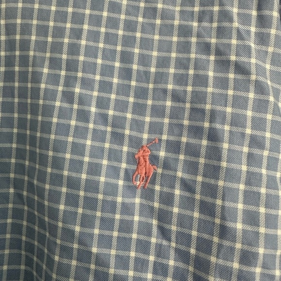 Ralph Lauren Polo Blue Check Cotton Button Down Shirt L/S Mens L pink pony - Picture 2 of 4